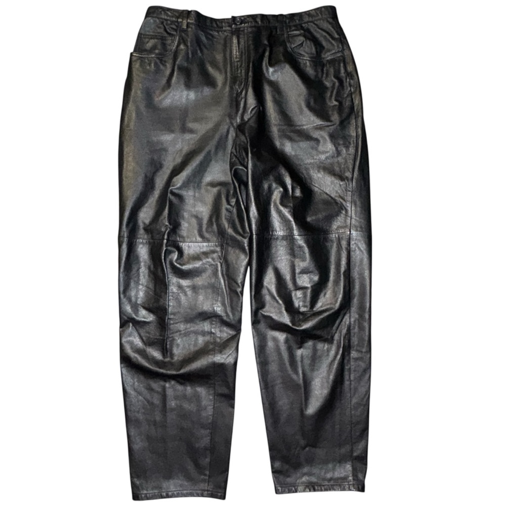 Vintage VTG 100% Leather Pants Black Jones New York Sport Straight Leg Baddie 16